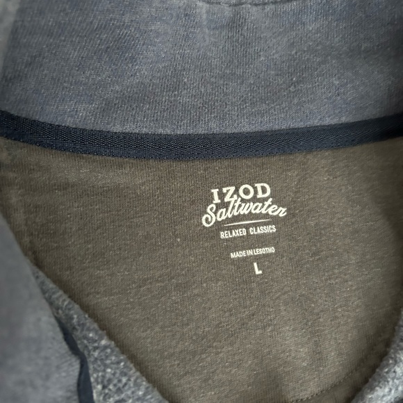Izod Saltwater sz L Relaxed Classic Fit 1/4 zip‎ blue sweatshirt sweater - Picture 5 of 9